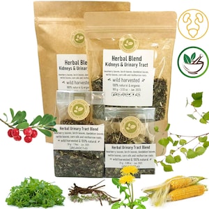 Natural Organic Herbal Mixture Tea Blend "KIDNEY" of 6 Beneficial Herbs. Natural Wild Harvested & Handmade Tea Infusion for Kidneys Support