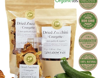 Organic Zucchini (Courgette) Chips / Slices 100 g / 3.53 oz. Natural Sun Dried Dehydrated. Premium Quality Dried Vegetable from Bulgaria.