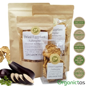 Dried Organic Eggplant Slices Chips 90g / 3.17 oz. Premium Quality Organic Bio Farming from Bulgaria.