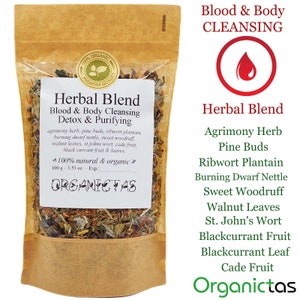 Organic Natural Herbal Mixture Tea Blend "FULL BODY DETOX" with 10 beneficial Herbs. 100g / 3.53 oz. Wild Harvested & Best Quality