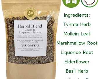 Miscela di tè biologico naturale a base di erbe "RESPIRATORIO". 7 erbe benefiche. Tè di qualità premium per l'apparato respiratorio, molto benefico!