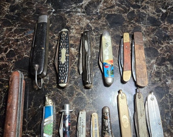 Lot of 15 Vintage Pocket Folding Knives