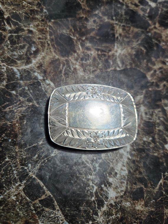 Vintage Sterling Silver Ornately Engraved Belt Buc