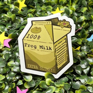 Frog Milk Carton Glossy Vinyl Sticker