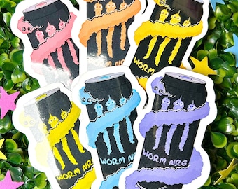 Worm On A String Energy Glossy Vinyl Sticker