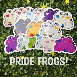 Autocollants en vinyle brillant Love Heart Frog Pride