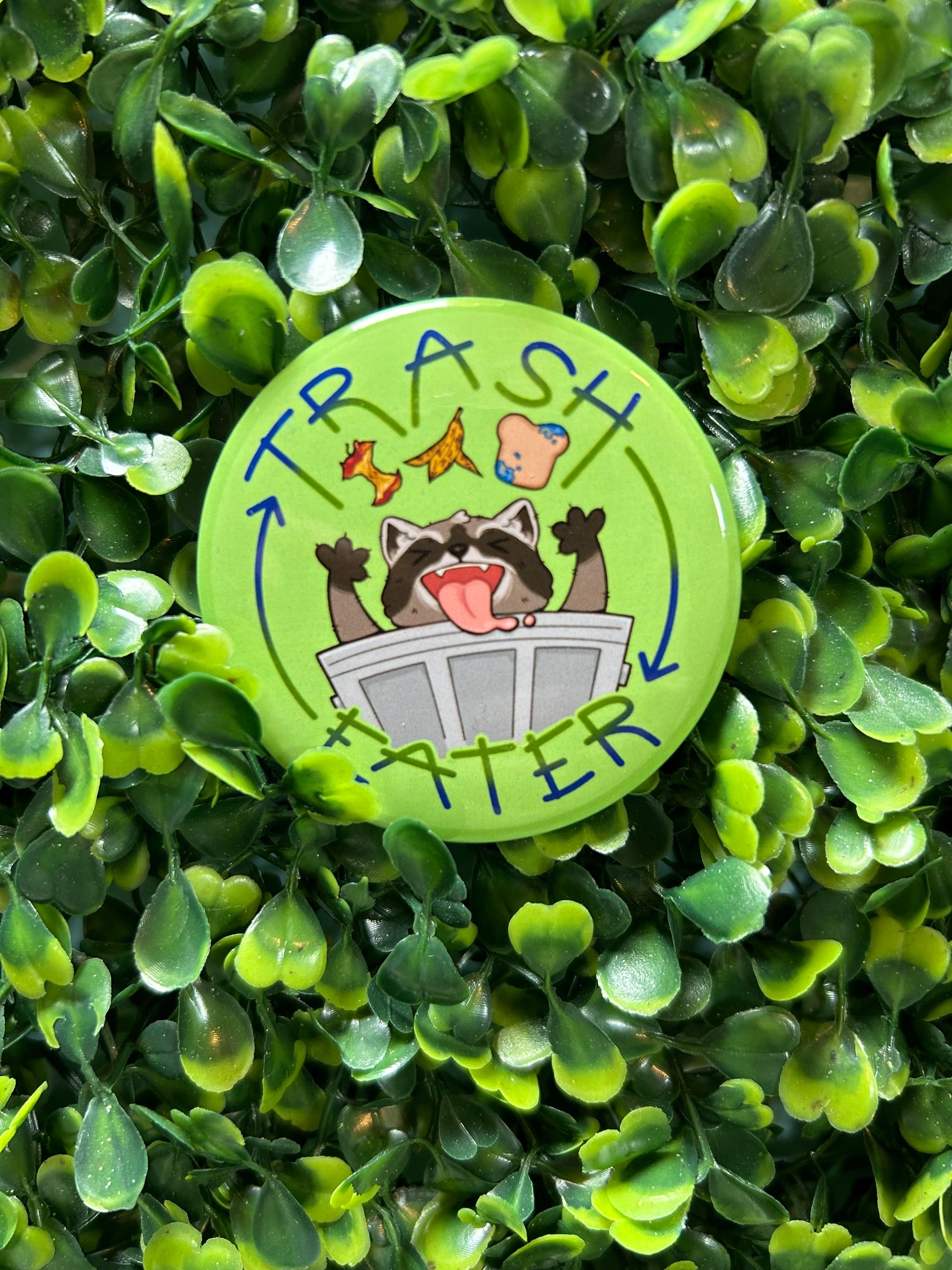 Trash Eater Raccoon Pin Back Button