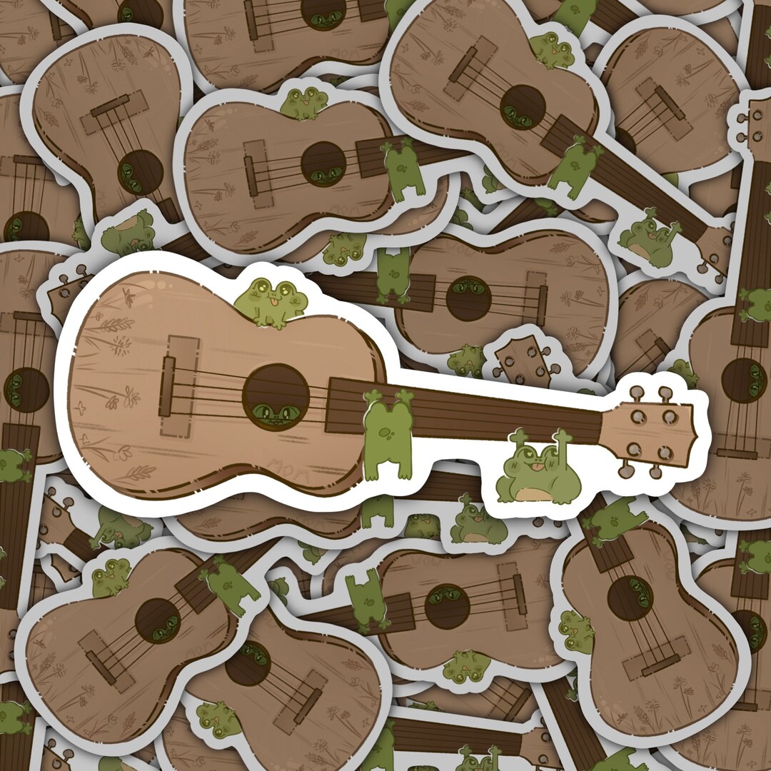 Frog Ukulele Glossy Vinyl Sticker Etsy