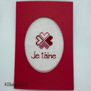 PDF zum Herunterladen - 4 Herzen mit Je t'aime - Kreuzstichmuster, kein fertiges Produkt