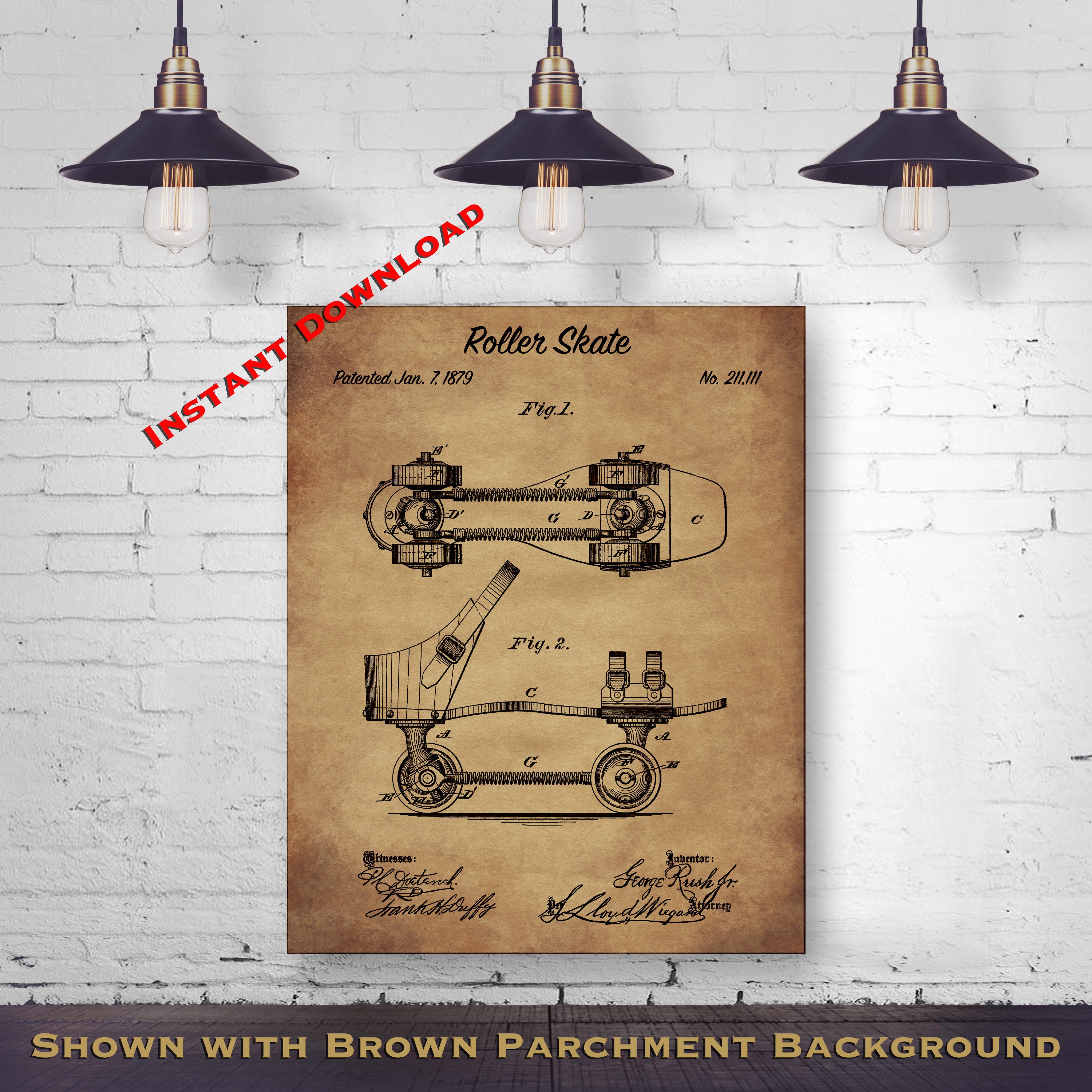 8x10 1879 Roller Skate Printable Patent Print Etsy