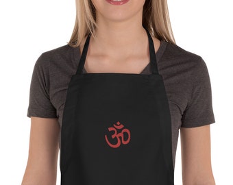 Embroidered Apron Ohm Om Aum More Colors Styles Red