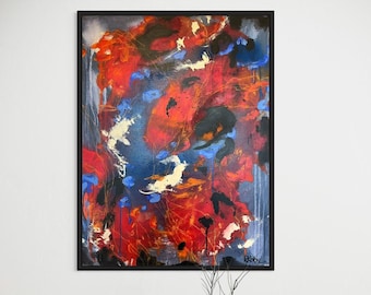 acrylic painting on canvas, red painting abstract, modern abstract painting, original canvas art, wall art abstract, contemporary art