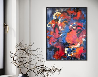 acrylic painting on canvas, red painting abstract, modern abstract painting, original canvas art, wall art abstract, contemporary art