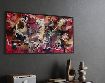 acrylic painting on canvas, pink painting, modern abstract painting, original canvas art, wall art abstract, contemporary art, red painting
