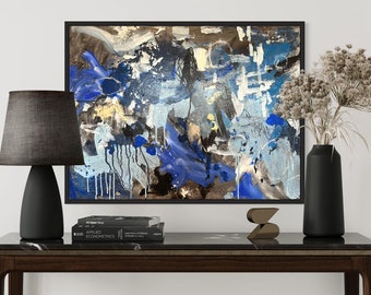 acrylic painting on canvas, blue painting, modern abstract painting, original canvas art, wall art abstract, contemporary art
