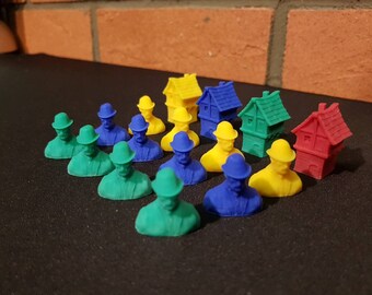 Agenten- und Gebäude-Set für 4 Spieler (72 Teile) //für das Brettspiel „Discworld: Ankh-Morpork“ //