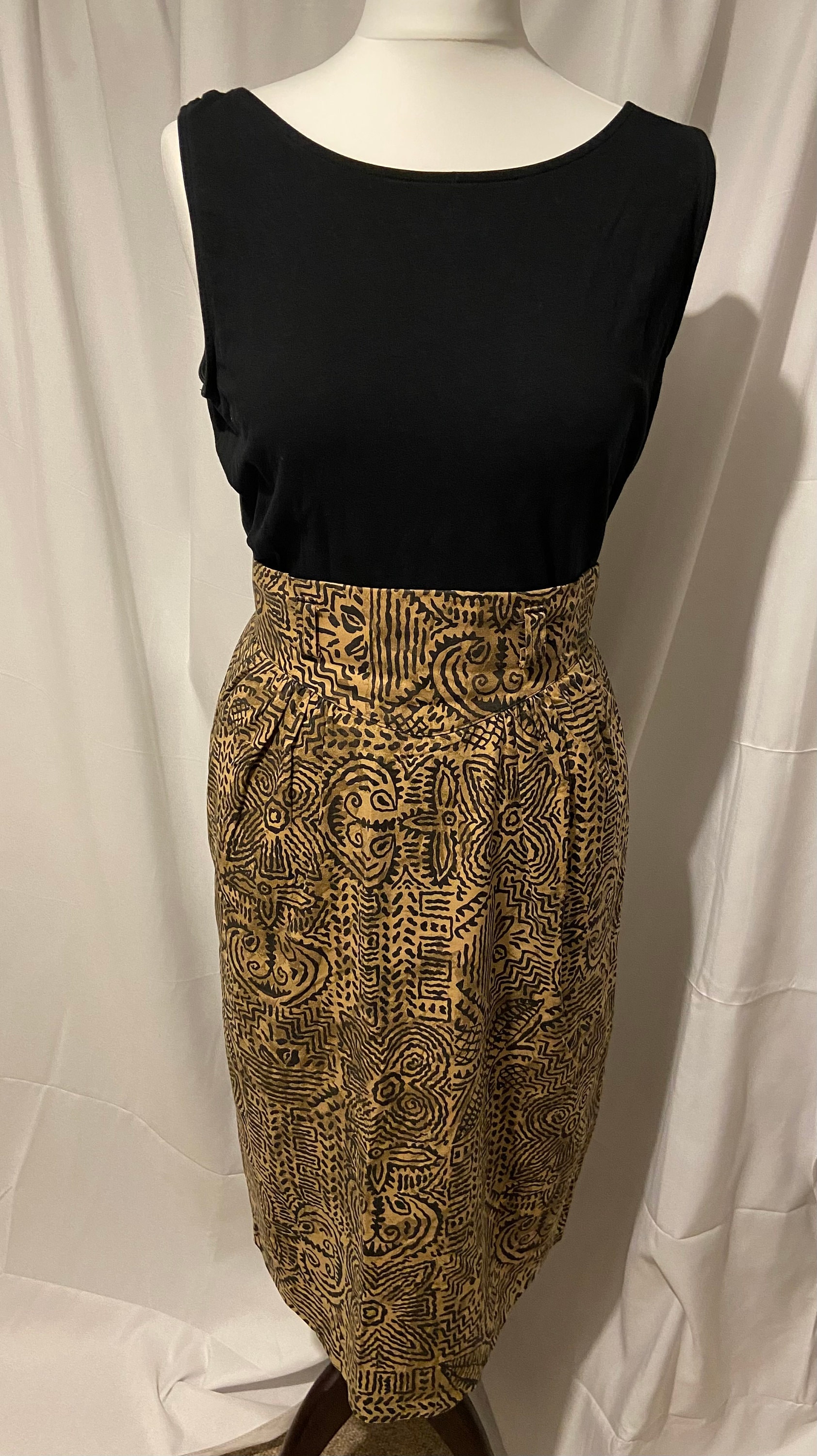 Jupe Géométrique St Michael Taille 12 – Midi Flare Multicolore – Occasion Parfait état