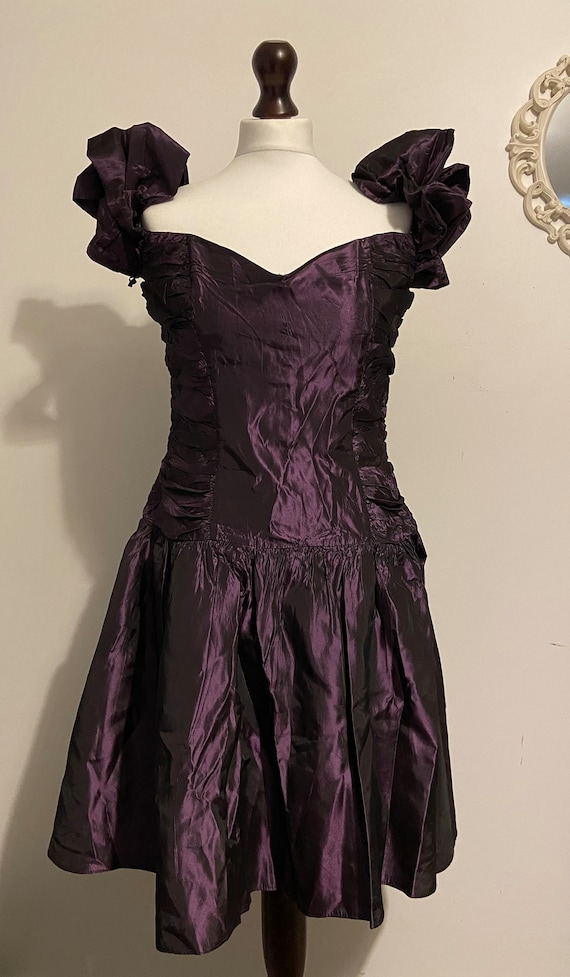 etam purple dress Vintage 90s Purple Candy Stripe Spaghetti Strap Dress by Etam