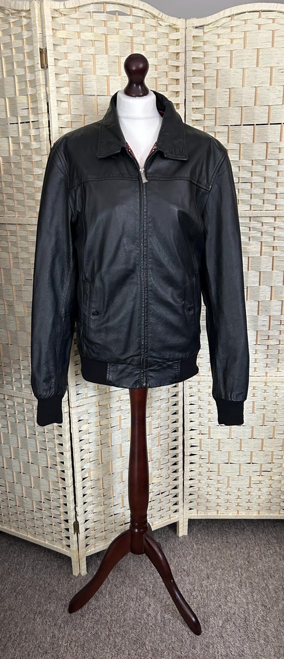 Real Leather Harrington Jacket Size M - Etsy Israel