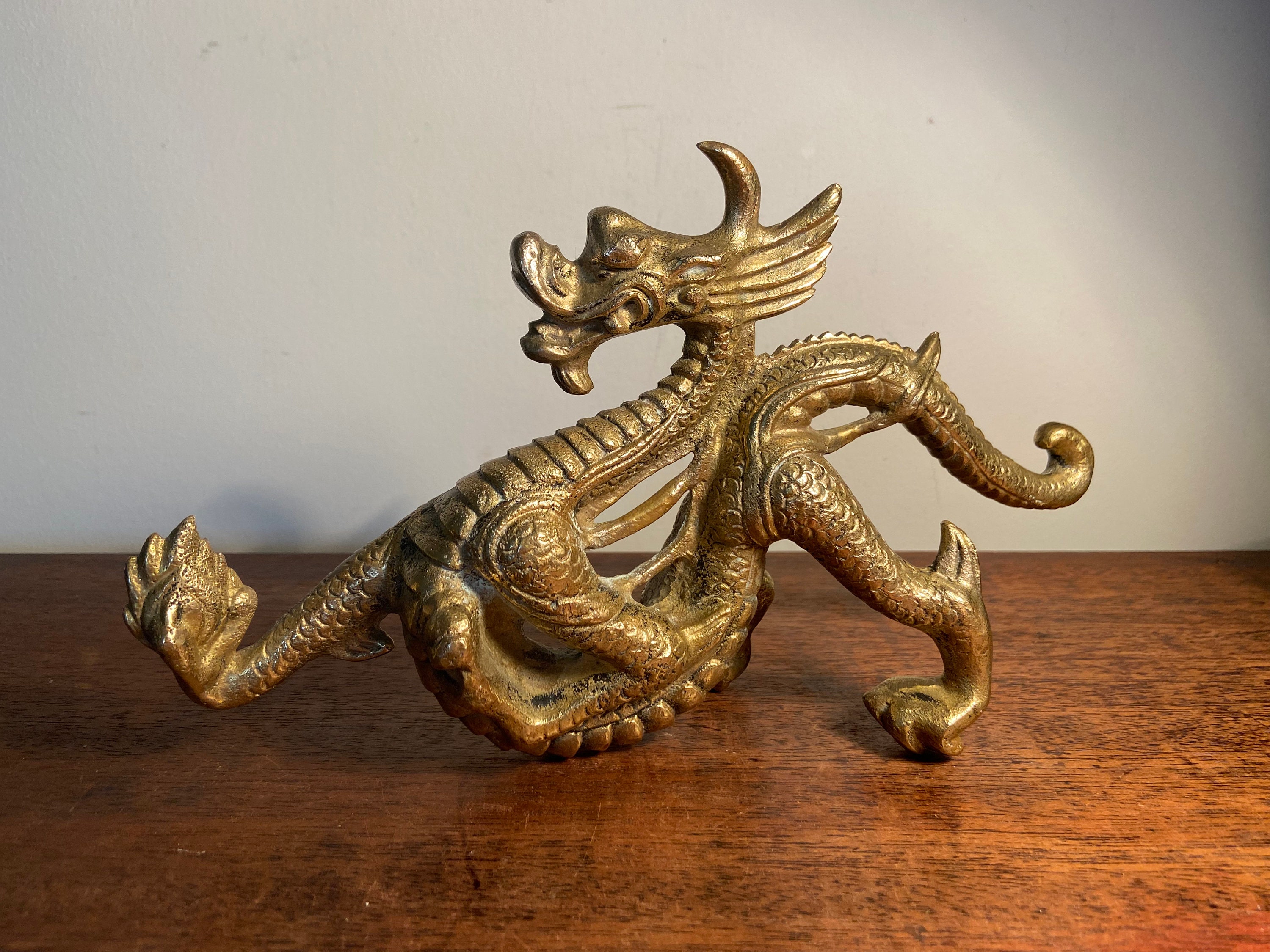Tiny Kirin Dragon Head Unicorn Brass Magic Animal Small Miniature Brass Figurine Figures Collectible Brass Decor Gifts Sculpture East Lucky