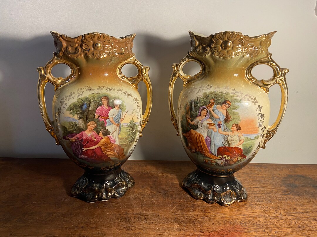 Victorian Vase Pair Etsy