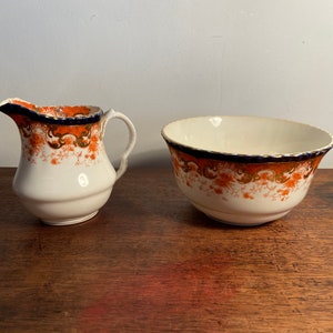 Victorian Staffordshire Milk Jug & Sugar Bowl
