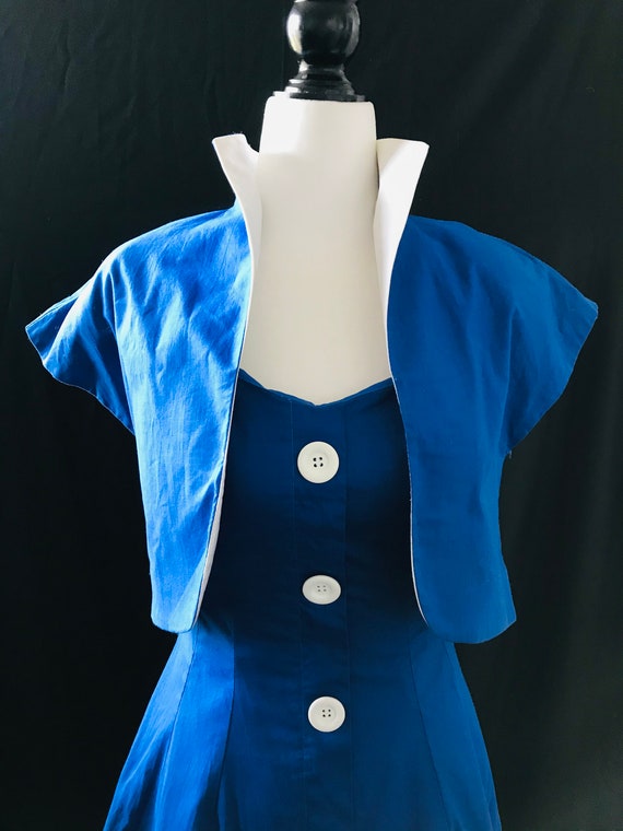 1980's does 1950's Swing Dress in Royal Blue - image 1