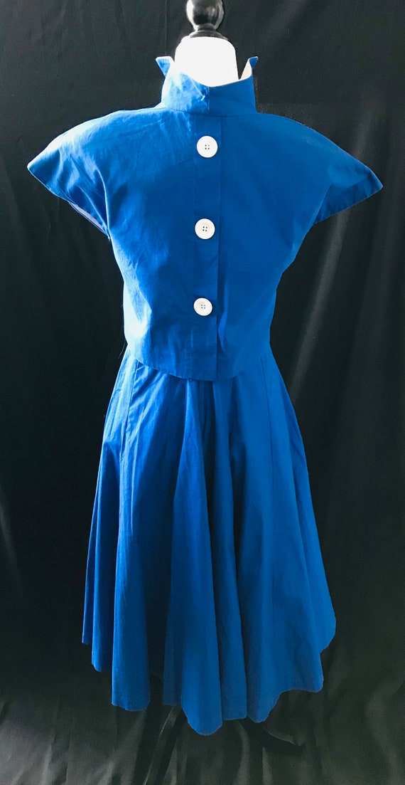 1980's does 1950's Swing Dress in Royal Blue - image 5