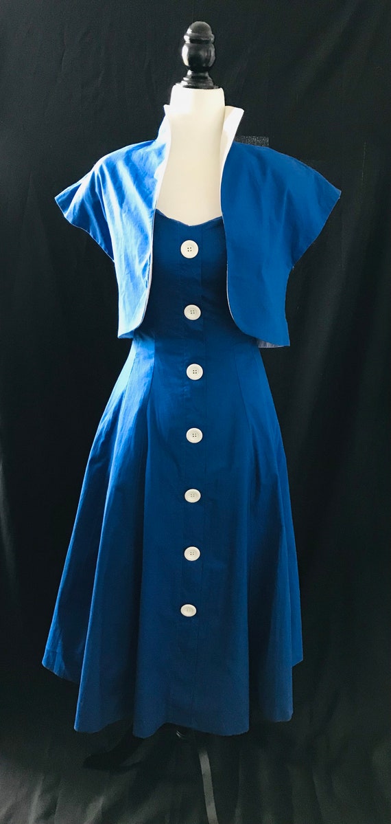 1980's does 1950's Swing Dress in Royal Blue - image 2