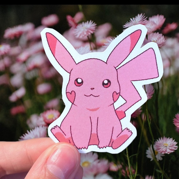 Pink Heart Pikachu Pokémon Sticker for laptop, notebook, water bottle [normal or holo]