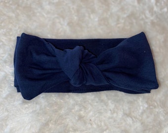 Midnight Blue - Basic Bow: Navy Blue Headband, Navy Blue Infant Headband, Baby Bow, Baby Headband