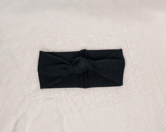 Black Ribbed Knit - Top Knot