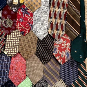 Silk Tie Collection: Abstract, Pastel, Spectrum - Craft Quilts, Needlework (Set of 12)