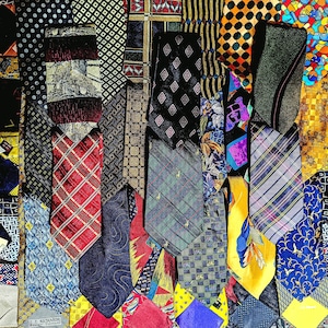 Silk Tie Fabric Bundle • 41 Vintage Ties for Quilting & Crafts, Abstract, Pastel, Spectrum
