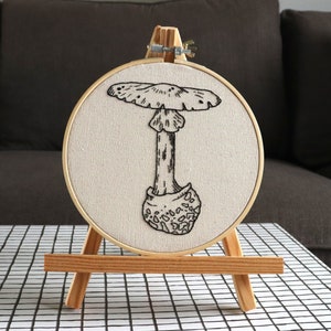 Broderie champignon 6 pouces style bohème / déco murale / fait main