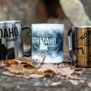 Taza de camping de acero inoxidable de doble pared North Idaho Nomads con mango de mosquetón imagen 1