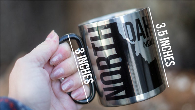 Taza de camping de acero inoxidable de doble pared North Idaho Nomads con mango de mosquetón imagen 2