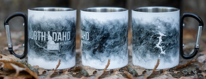 Taza de camping de acero inoxidable de doble pared North Idaho Nomads con mango de mosquetón imagen 5