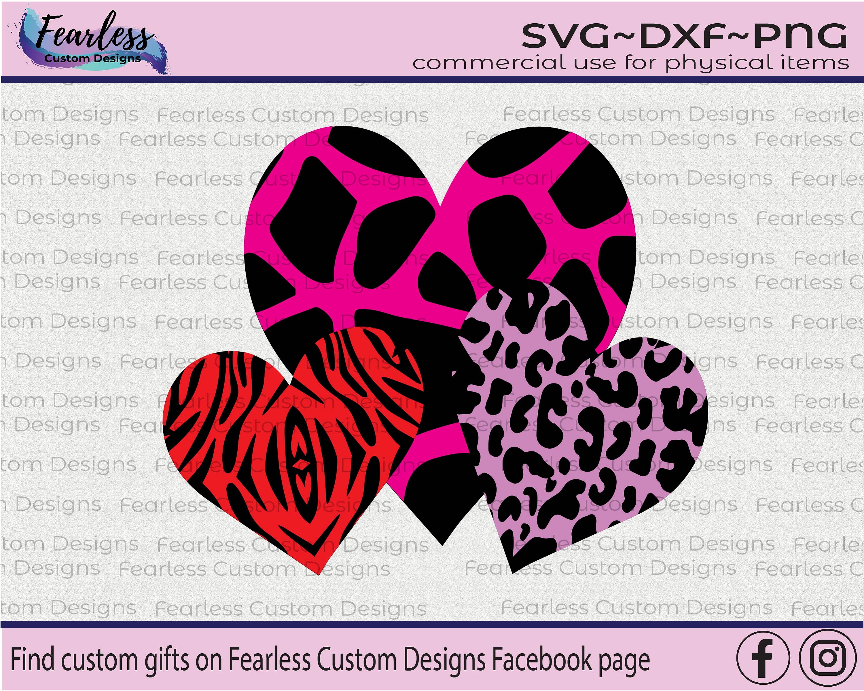 Animal Print Hearts SVG Leopard Print Heart SVG Zebra | Etsy