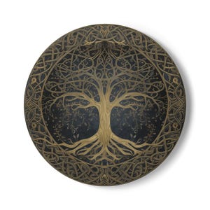Celtic Knot Tree of Life Coaster, Boho Tree of Life Ceramic Coaster, Rustic Home Decor, Handmade Gift, Table Protector