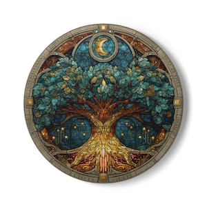 Irish Tree of Life Stained Glass Coaster - Rustic Home Decor, Drinkware Accessory, Ideal Gift for Nature Lovers, Eco-Friendly Hostess Gift