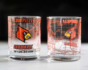 University Of Louisville Whiskey Glass Set (2 Low Ball Glasses)