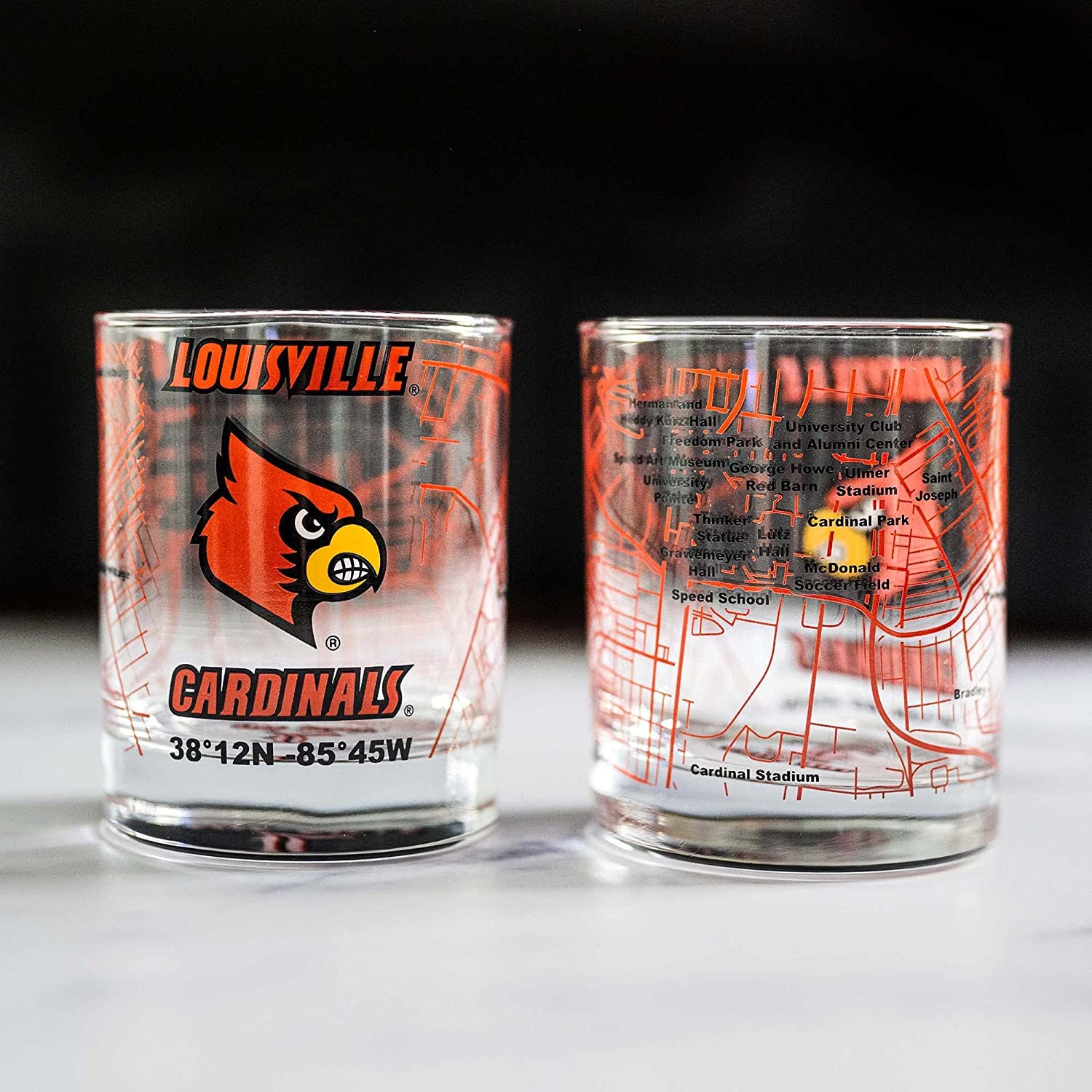 university of louisville bar glasses with logo