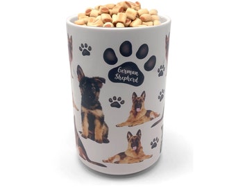 German Shepherd Premium Airtight Ceramic Dog Treat Canister Jar Set with Lid