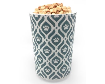 Green Premium Airtight Ceramic Dog Treat Canister Jar Set with Lid