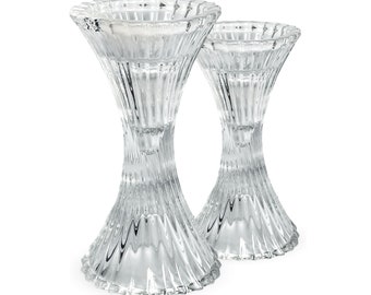 Tall X Candle Holder Reversible - 13.2cm - Set of 2 - Clear