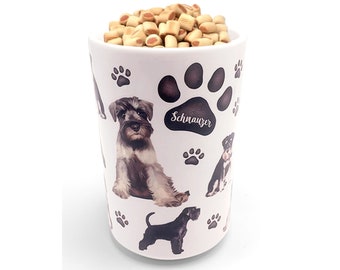 Schnauzer Premium Airtight Ceramic Dog Treat Canister Jar Set with Lid