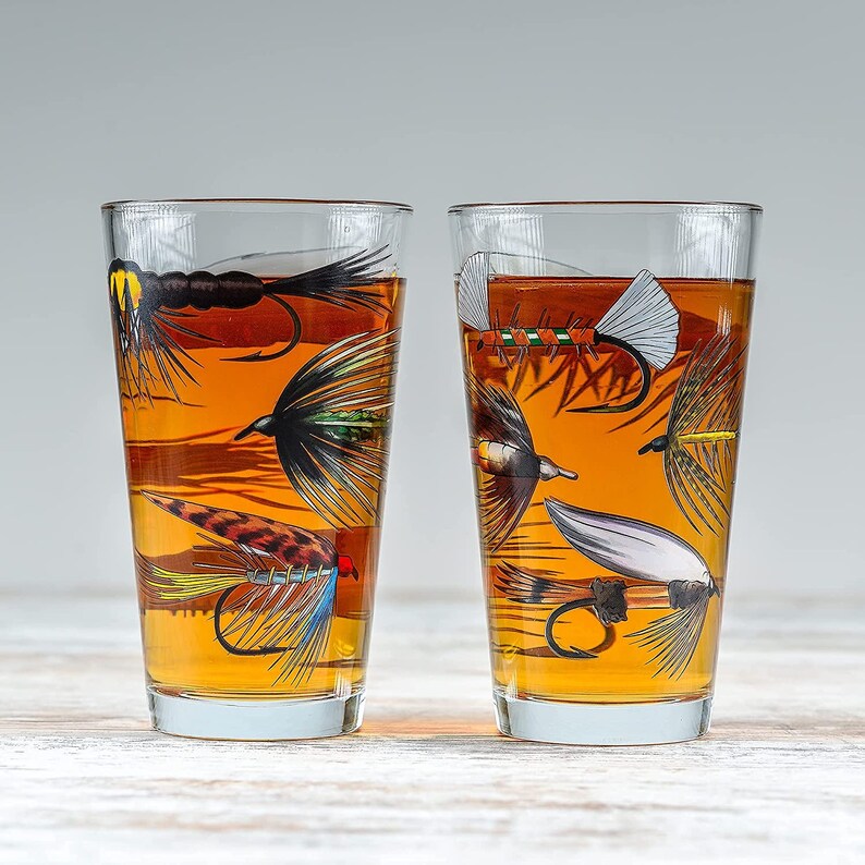 Beer Glasses Fly Fishing Glass Set for Fisherman and Etsy
