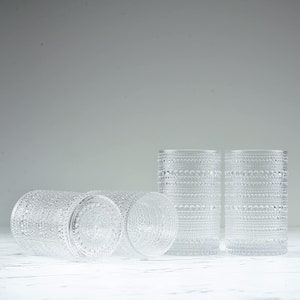 Hobnail Drinking Glasses - Clear 13 oz - Set of 4 - Retro Drinkware Sets