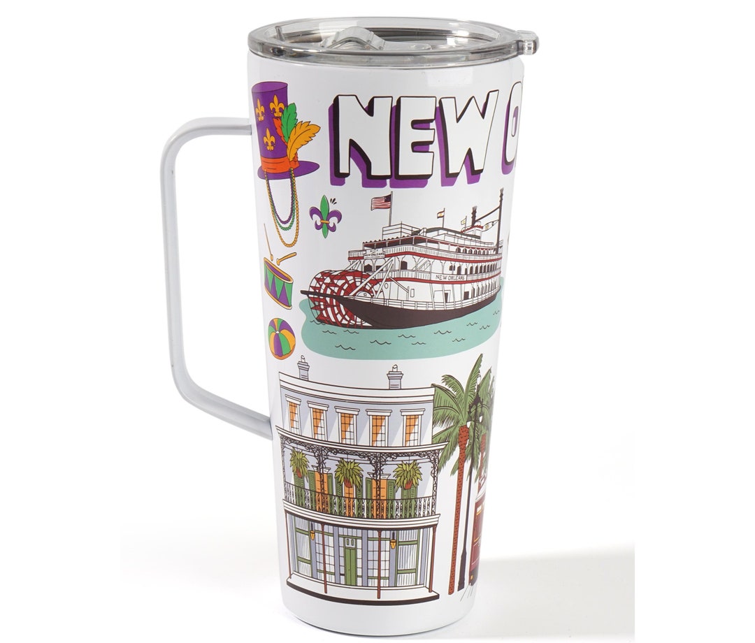 New Orleans City Insulated Stainless Steel Tumblers With Lids & Handle